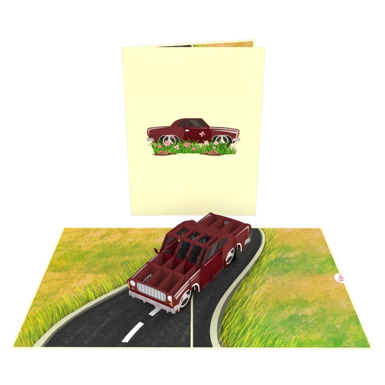 Red Coupe Car Pop-up Card - Etsy