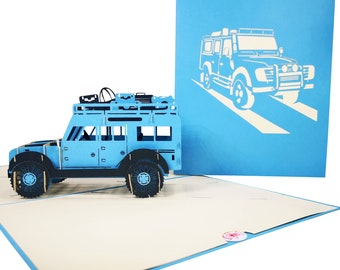 Land Rover Jeep Car in Blue  3D Pop Up Card by CardPop ®