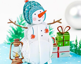 Asmallgf Weihnachts-Pop-Up-Karte Mit Umschlag – 3D Weihnachtsbaum & Schneemann, Handgefertigt