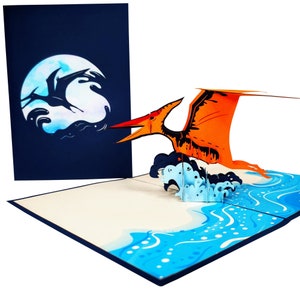 Biglietto pop-up con dinosauro pterodattilo
