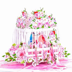Carte pop-up Cage à oiseaux The Love Birds