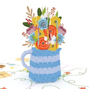 Biglietto pop-up vaso di fiori magico
