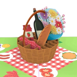 Carte pop-up panier pique-nique