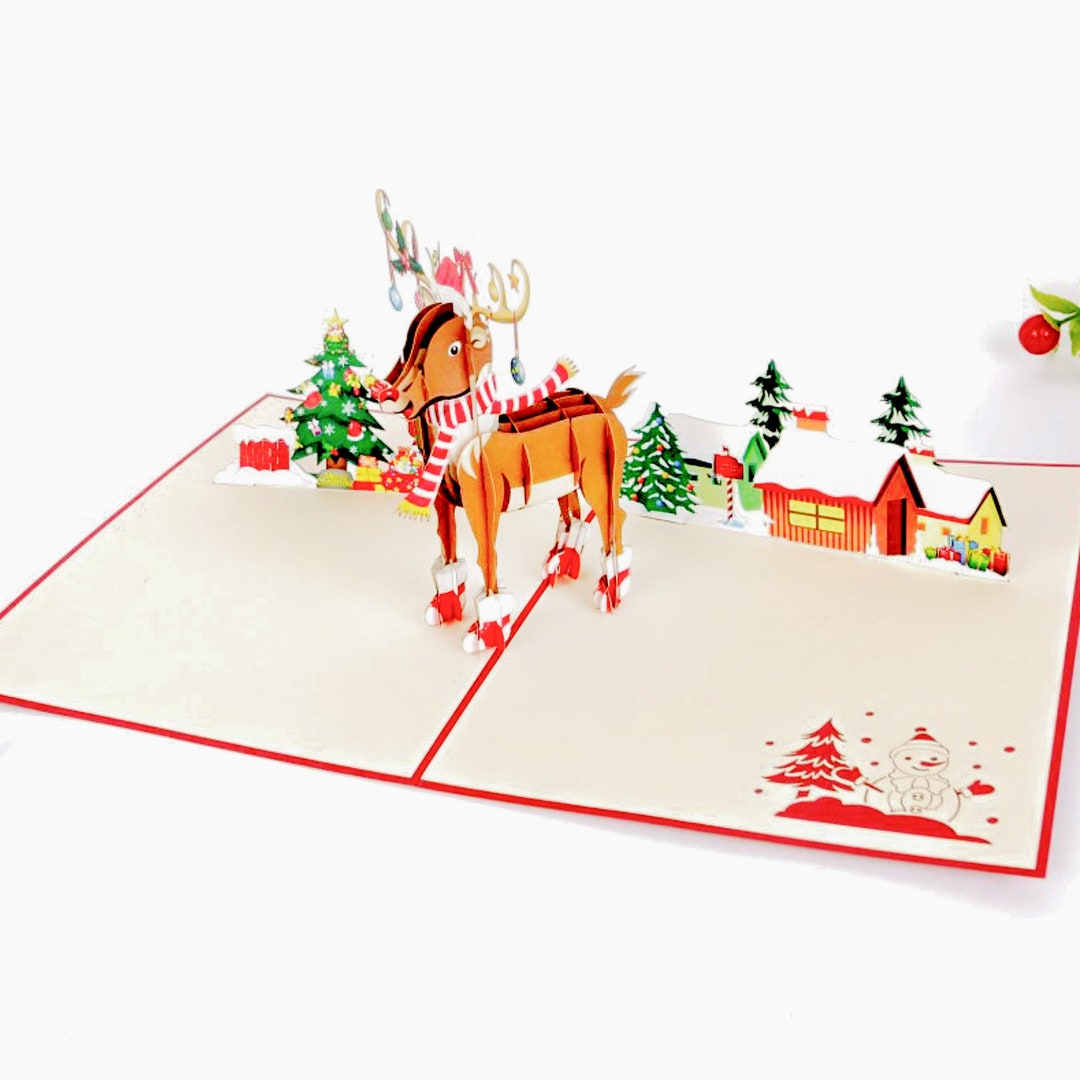 Christmas Card Ruddph Rudolph Pop-up Christmas Card - 3D Xmas Card - Etsy