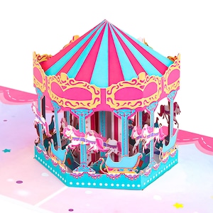 Carte pop-up carrousel d'anniversaire