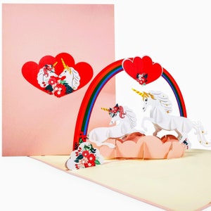 Mother & Daughter Unicorn Rainbow3D PopUp Card by CardPop ®