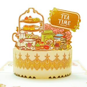 Afternoon Tea Pop-Up Card - Elegant and Unique - Perfect for Tea Lovers