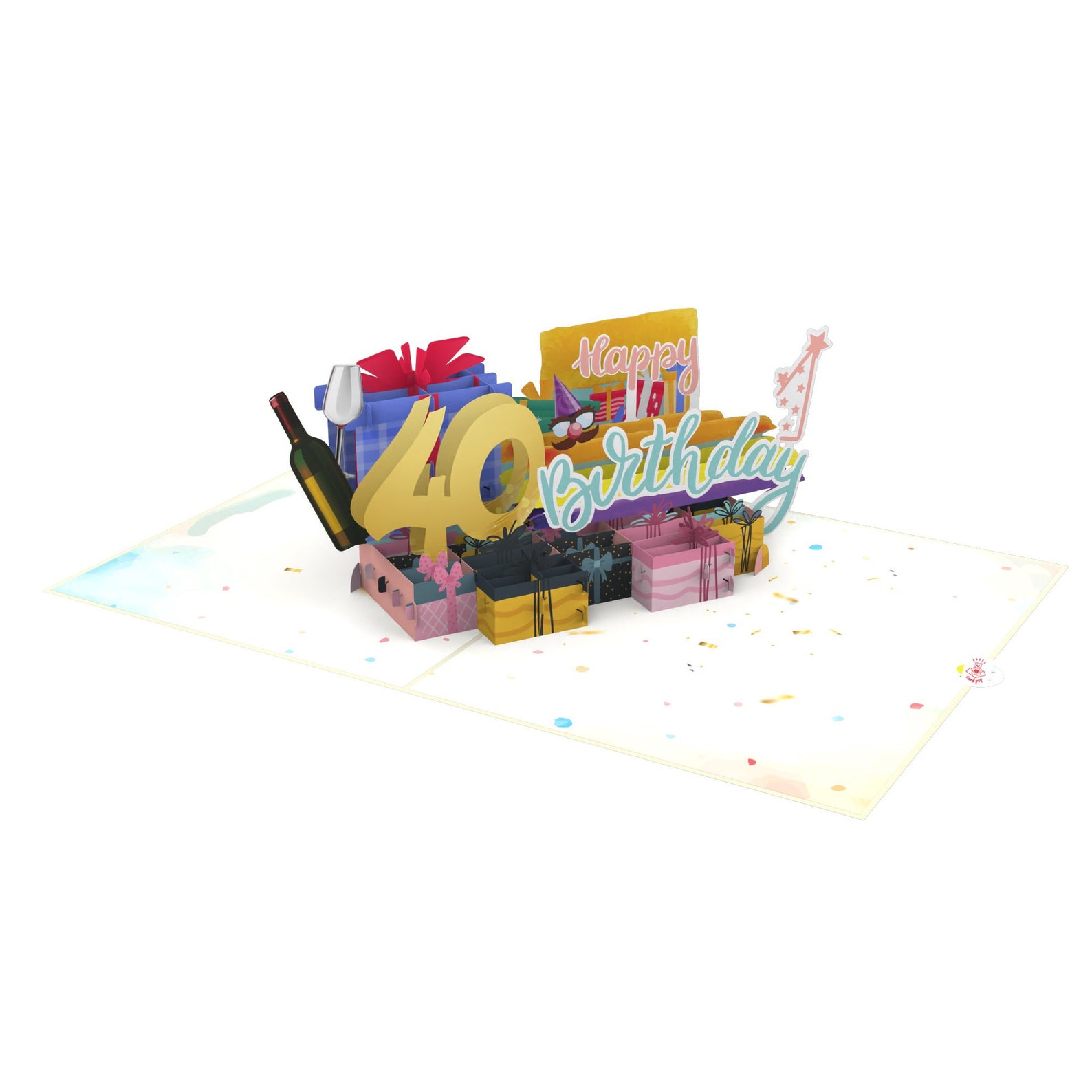40th Birthday Pop up Card, Presents & Wine, 3D Greeting Card - Etsy