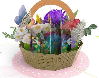 Lovely Flower Basket Pop-Up Card