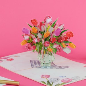 Tulip Bouquet in a vase Pop-Up Card