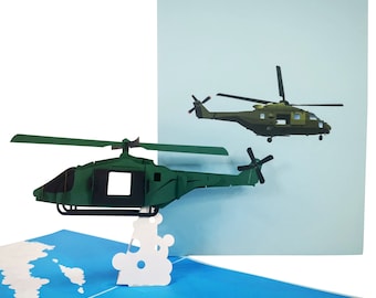 Military Helicopter Pop-Up Card