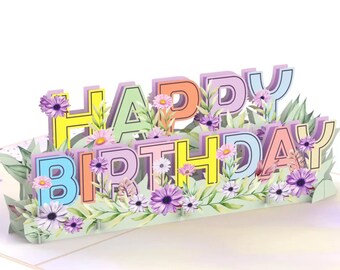 Carte Pop-up 3D Fleurs Sauvages - Pour Maman, Anniversaire, Fête Des Mères - 12x18 Cm - Fait Main
