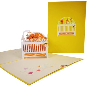 Carte pop-up pour lit bébé jaune