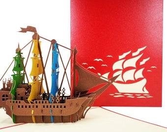 Carte pop-up colorée de voilier