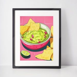 Chips And Guacamole Digital Wall Art, Modern Guacamole Art Print, Gift For Chips And Guac Lovers, Instant Digital Download, Food Decor