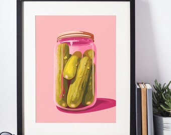 Jar Of Pickles Digital Wall Art, Modern Pickle Art Print, Gift For Pickle Lovers, Instant Digital Download