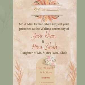MODIFIABLE | Modèles d'invitation de mariage indien/Pakistani | Invitations de mariage indien fantaisie numérique, carte de mariage desi