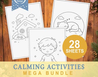 Páginas para colorear de actividades relajantes para niños / Imprimibles para relajarse y concentrarse sin pantalla / Regulación emocional / Descarga instantánea