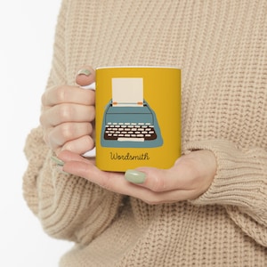 Wordsmith, Yellow, Mug, Vintage Style Mug, Ceramic Mug 11oz,COffee Mug, Writer Mug, Creative Gift, Writing