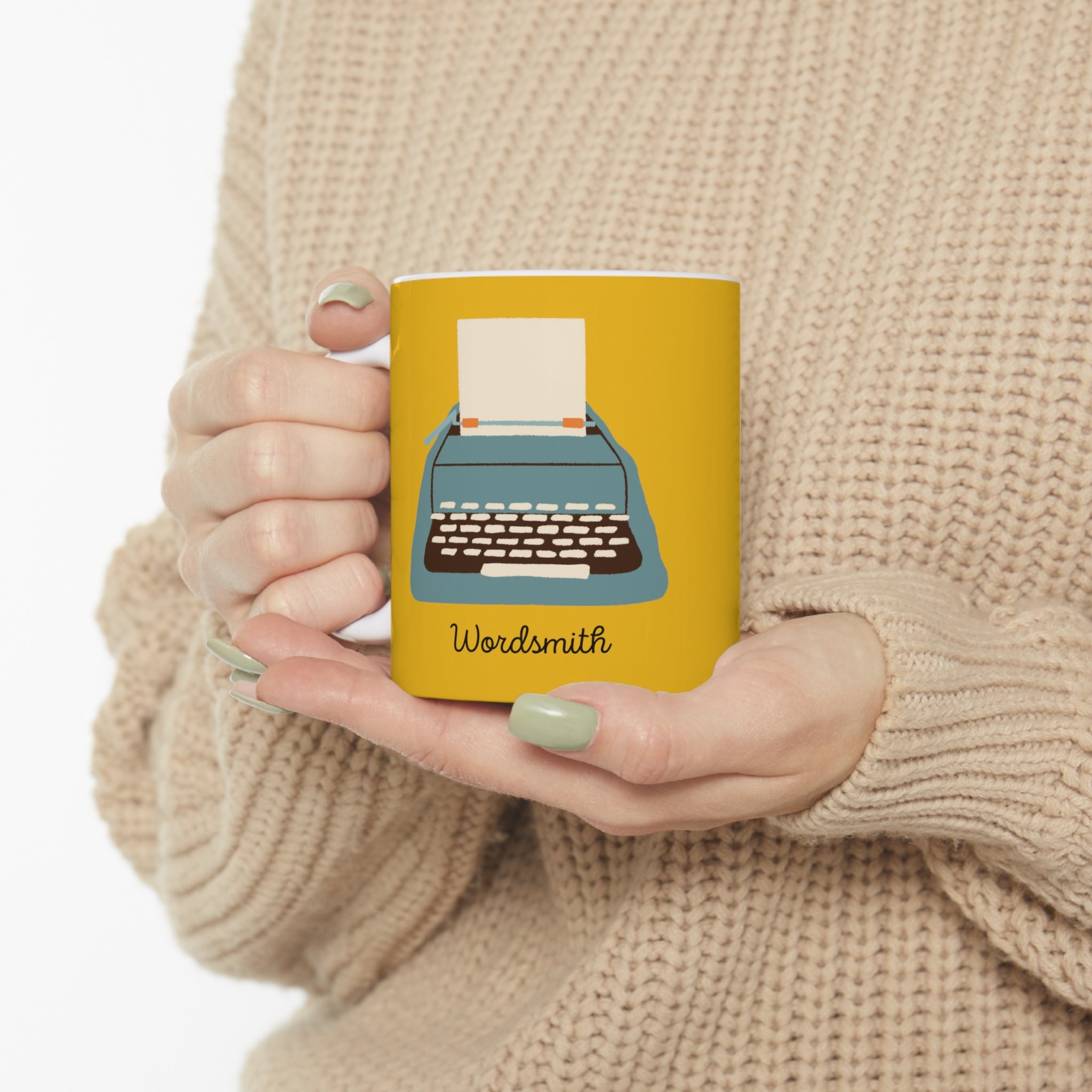 Wordsmith, Yellow, Mug, Vintage Style Mug, Ceramic Mug 11oz,COffee Mug, Writer Mug, Creative Gift, Writing