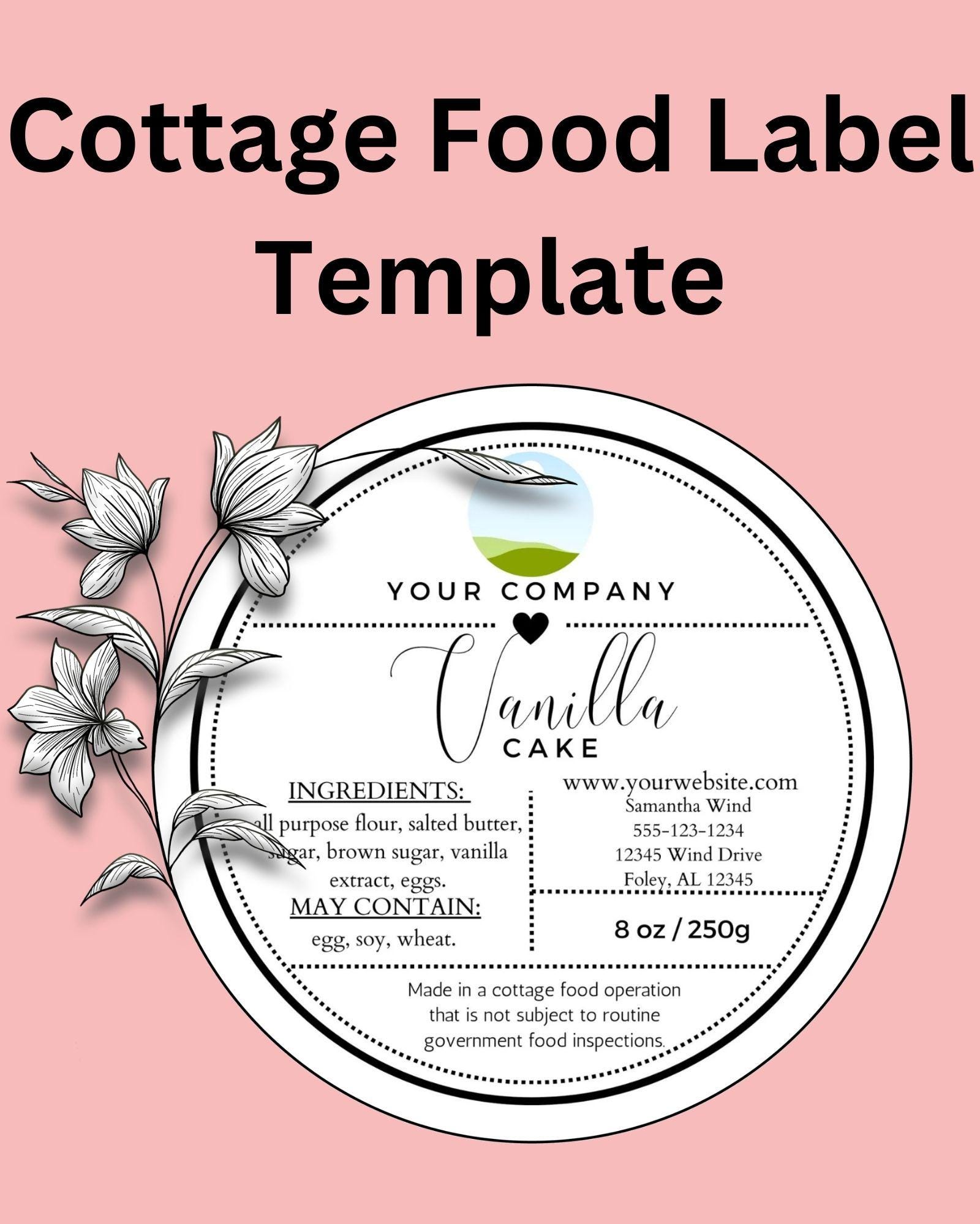 Circle Cottage Food Label Template Etsy