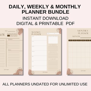 Planner Bundle | Daily Planner | Weekly Planner | Monthly Planner | Instant Download | Printable planner