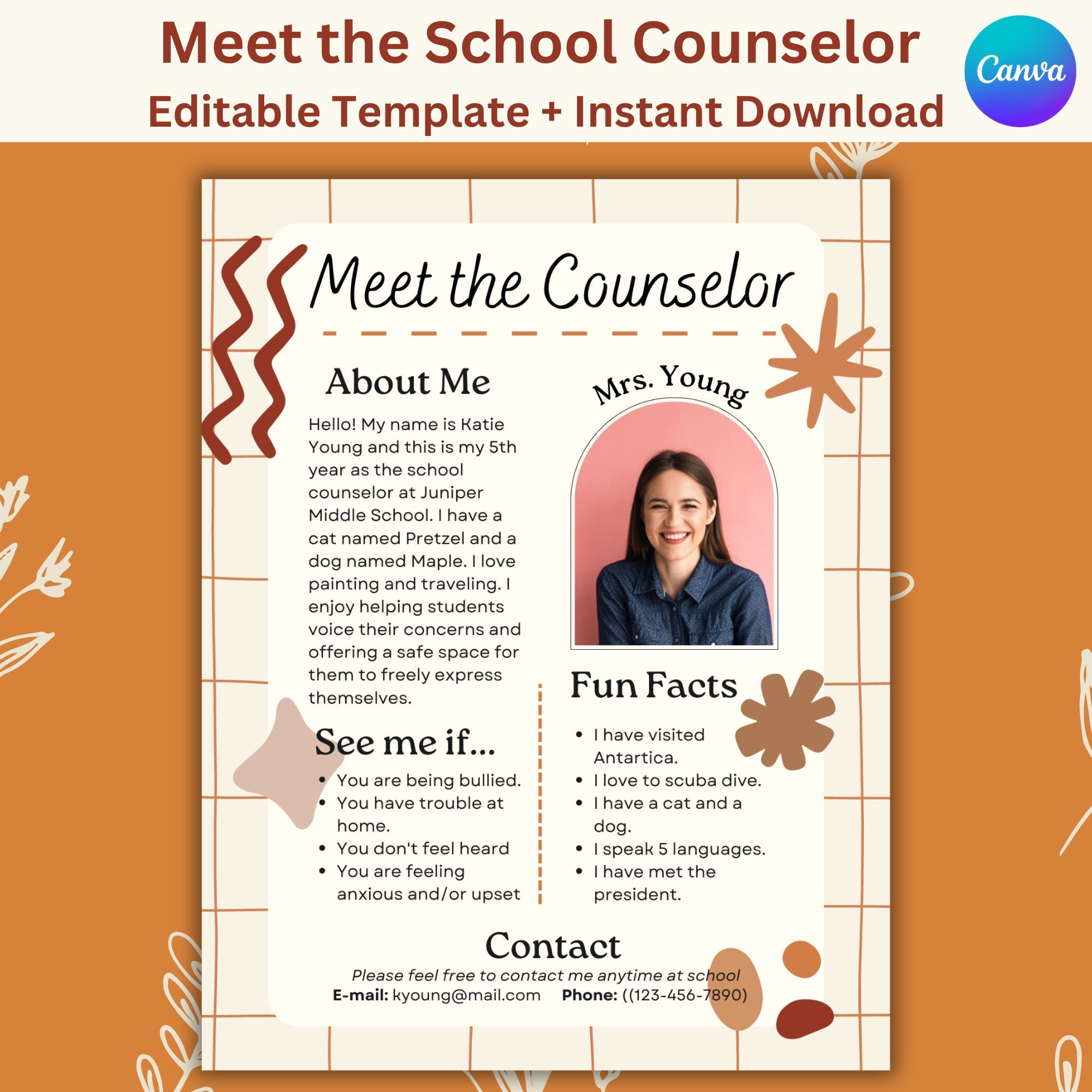 Meet the School Counselor, Printable Template, Editable Counselor Meet the School Counselor, Printable Template, Editable Counselor