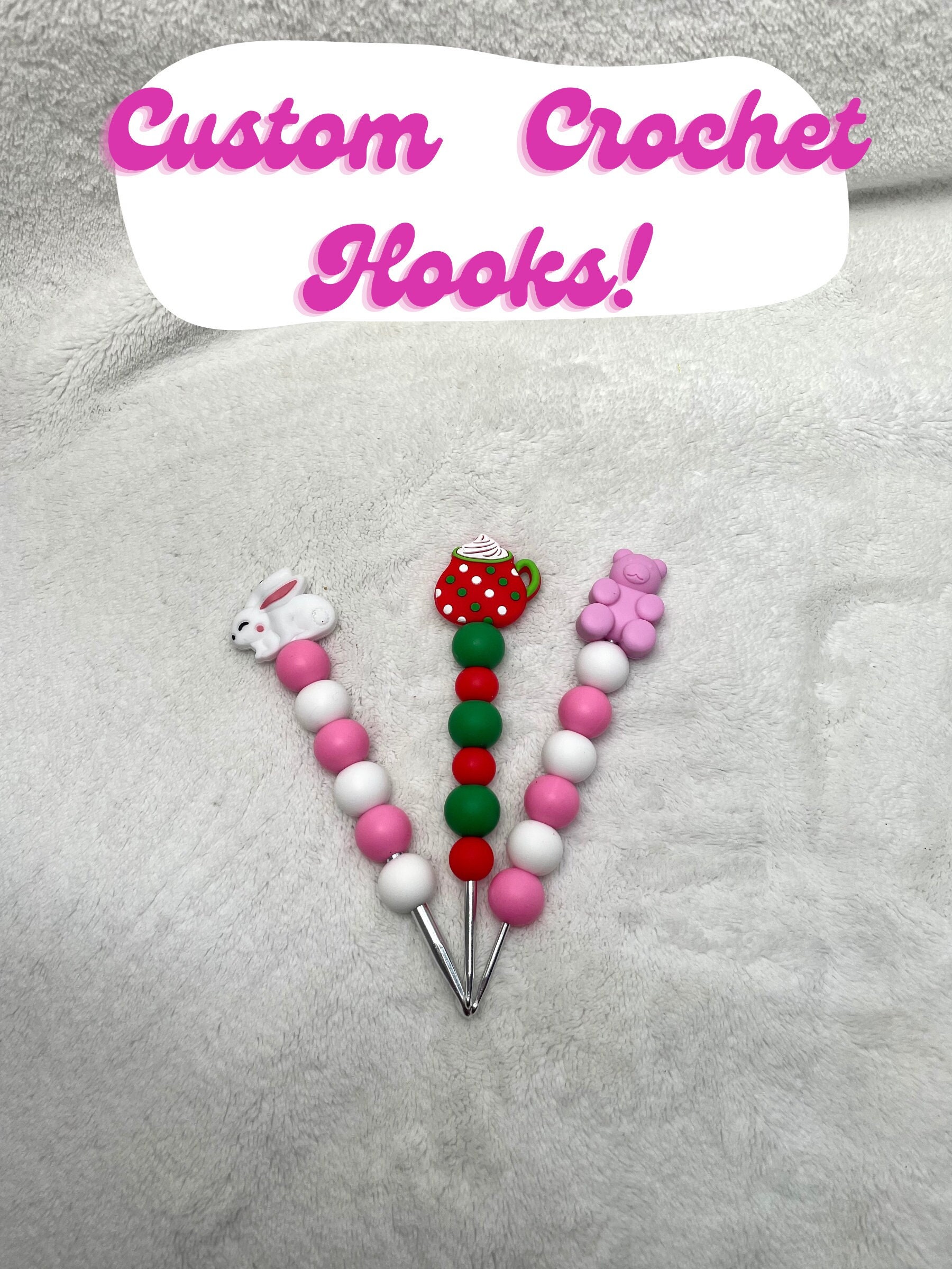 Cute Bunny Jester Crochet Hook / Neon Rainbow Glow in the Dark Crochet Hook  / Crochet Hook / Silicone Bead Crochet Hook