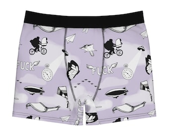 Hand-Drawn Sky Pattern Boxer Briefs for Teens & Adults | Lavender All-Over Print