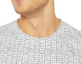 Men's Cat Print Polyester Tee