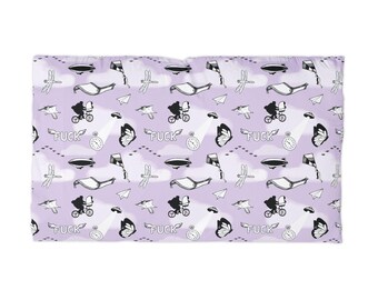 Hand-Drawn Sky Pattern Microfiber Pillowcase for Teens & Adults | Lavender, butterflies, paper planes