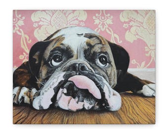 Funny Bulldog Painting | Matte Canvas