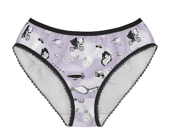 Hand-Drawn Sky Pattern Women's Briefs for Teens & Adults | Lavender all over print bikini