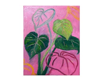 Pink Monstera Leaves Fine Art Poster | Botanical Wall Art