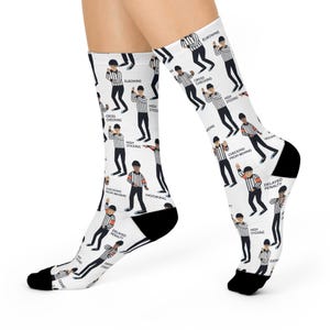 Hockey Referee Penalty Calls Cushioned Crew Socks | Ice Hockey Theme