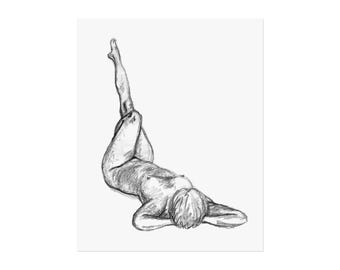 Figure Study Poster | Nude Sketch Art Print, Life Drawing Wall Art