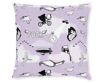 Hand-Drawn Sky Pattern Faux Suede Throw Pillow for Teens & Adults
