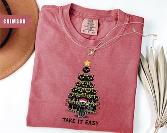 Comfort Colors Meowy Christmas Shirt, Cute Cat Christmas Shirt, Funny Cat Holiday Shirt, Cat Mom Christmas Gift, Christmas Cat Lover Gift