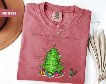 Comfort Colors Meowy Christmas shirt, Cute Cat Christmas Shirt, Funny Cat Holiday Shirt, Cat Mom Christmas Gift, Christmas Cat Lover Gift