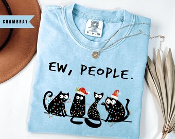 Comfort Colors Meowy Christmas Shirt, Cute Cat Christmas Shirt, Funny Cat Holiday Shirt, Cat Mom Christmas Gift, Christmas Cat Lover Gift