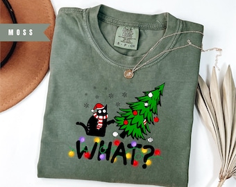 Comfort Colors Funny Cat Holiday Shirt, Cute Cat Christmas Shirt, Meowy Christmas Shirt , Cat Mom Christmas Gift, Christmas Cat Lover Gift
