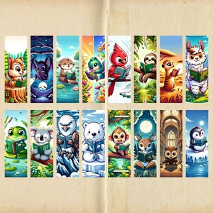 30 Book-Reading Animals Bookmarks - Cute and Aesthetic Cartoon Designs - Book Lover Gift - Google Drive Link - PDF Printable