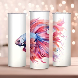 Watercolor Betta Fish 20oz Skinny Tumbler Wrap - Cute Fish Tumbler Wrap Design - Fish Tumbler Wrap - Sublimation Design - Instant Download