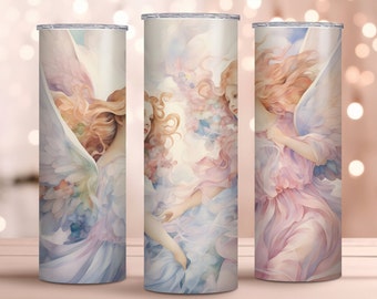 Watercolor Angels Tumbler Design: 20oz Skinny Tumbler Wrap (Digital Download)