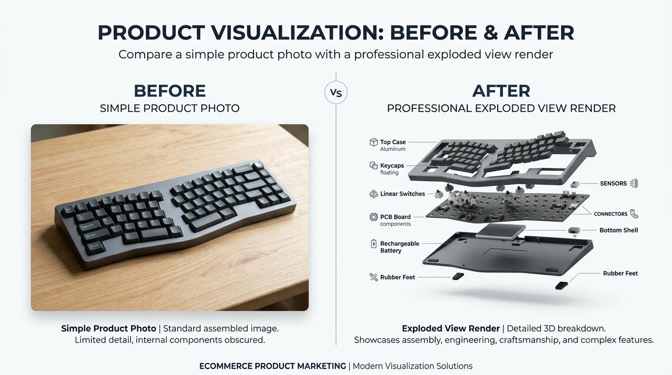 Custom Exploded View Render | 3D Product Visualization | Technical ...