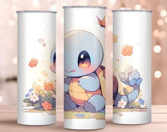 Kawaii Turtle 20oz Skinny Tumbler Wrap - Regalo para los amantes de las tortugas - Diseño de sublimación - Descarga instantánea