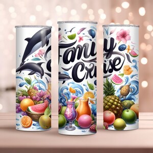 Family Cruise 20oz Skinny Tumbler Wrap, Sublimation Design, Nautical Drinkware Design, Instant Download