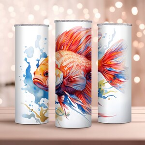 Watercolor Oscar Fish 20oz Skinny Tumbler Wrap - Cute Fish Tumbler Wrap Design - Fish Tumbler Wrap - Sublimation Design - Instant Download