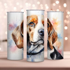 Watercolor Beagle 20oz Skinny Tumbler Wrap, Sublimation Design, Instant Download