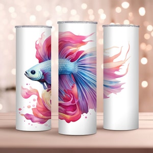 Watercolor Betta Fish 20oz Skinny Tumbler Wrap - Cute Fish Tumbler Wrap Design - Fish Tumbler Wrap - Sublimation Design - Instant Download